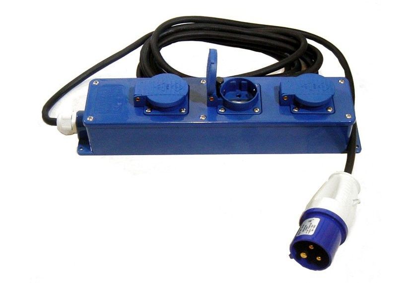 DWS 3-weg 230V CEE stekkerdoos 20 meter