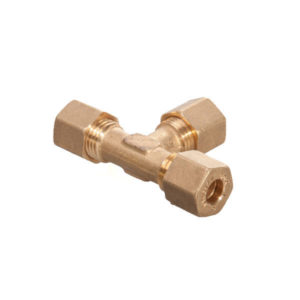 T-stuk knelkoppeling 8 mm messing