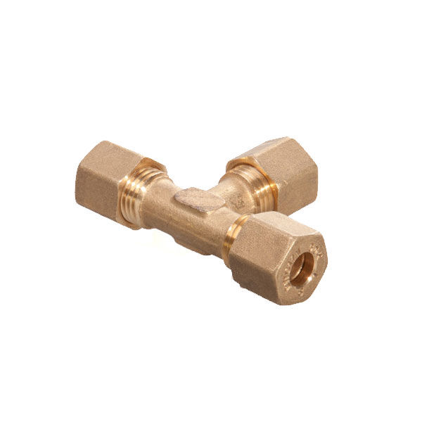 T-stuk knelkoppeling 8 mm messing