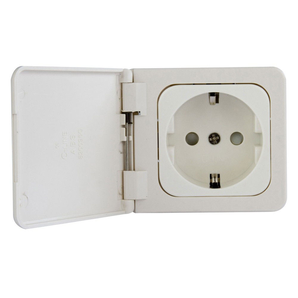 Haba C-line wandcontactdoos met klep wit