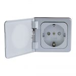 Haba C-line wandcontactdoos met klep zilver