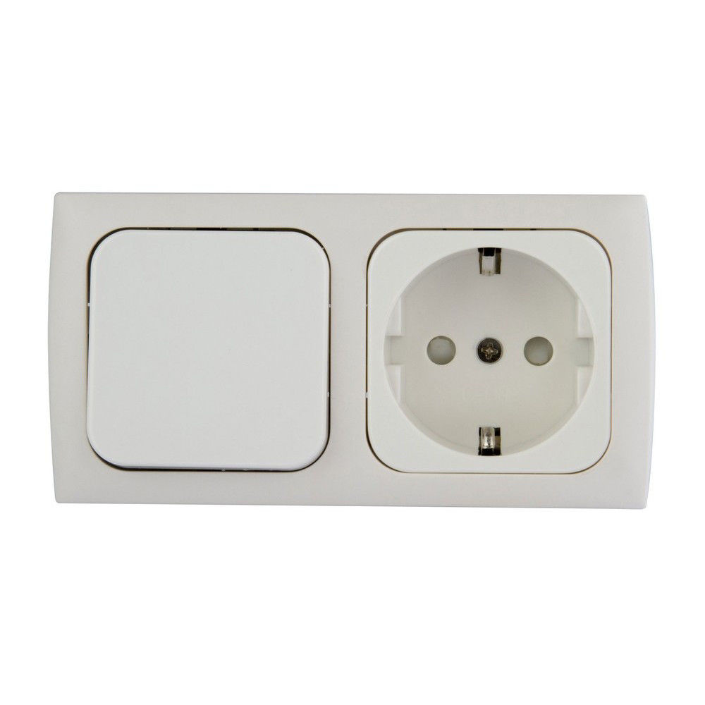 Haba C-line wandcontactdoos met schakelaar wit