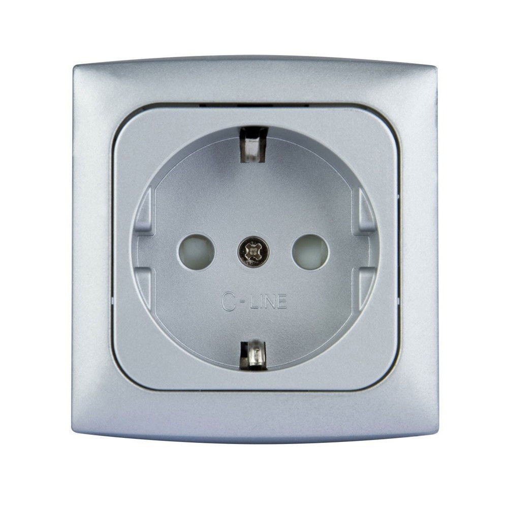 Haba C-line wandcontactdoos zilver