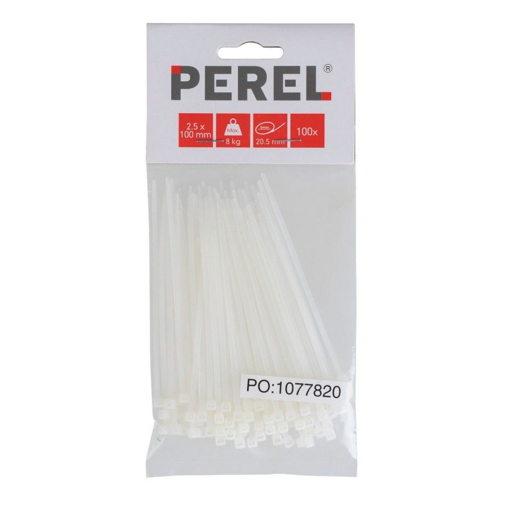 Perel Tie-wrap transparant 100 x 2,5 mm 100 stuks