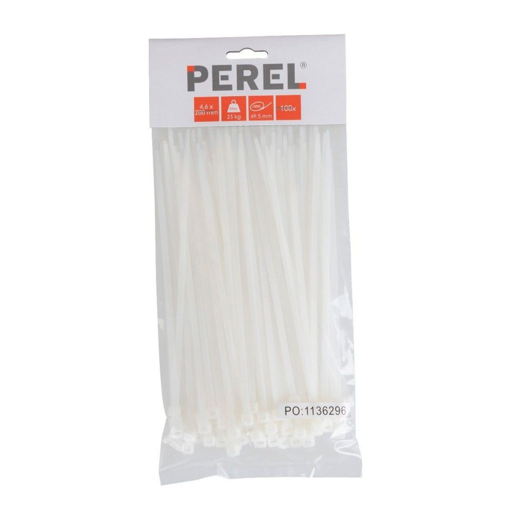 Perel Tie-wrap transparant 200 x 4,6 mm 100 stuks