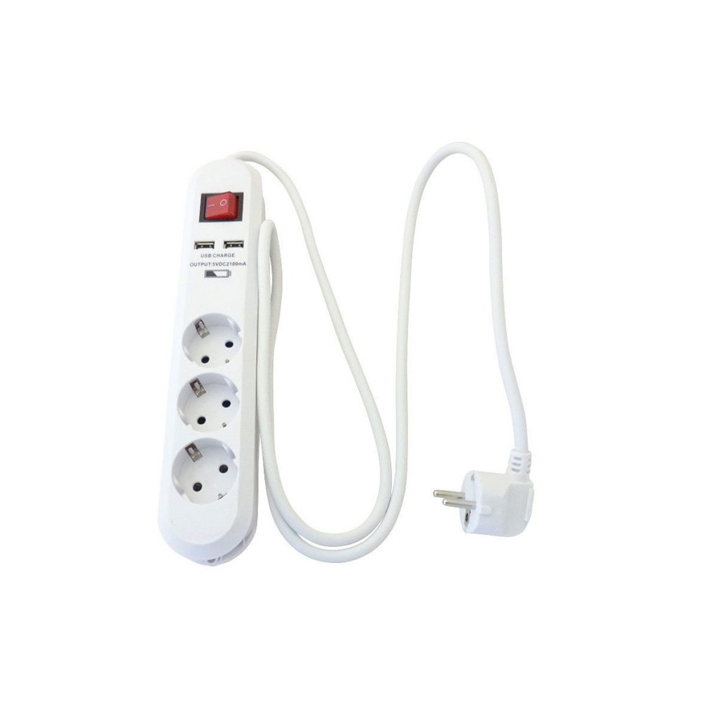 SHI 3-voudige stekkerdoos met USB