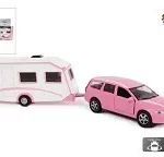 Kids Globe Volvo V70 met caravan rose