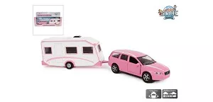 Kids Globe Volvo V70 met caravan rose