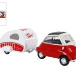 Welly BMW Isetta met caravan 18,5cm pull-back