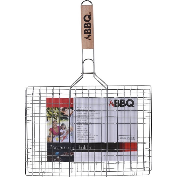 Bbq grill rek houten handvat 34x24cm de kampeerspecialist