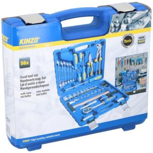 Kinzo Handgereedschapset in kunststof koffer 56-delig