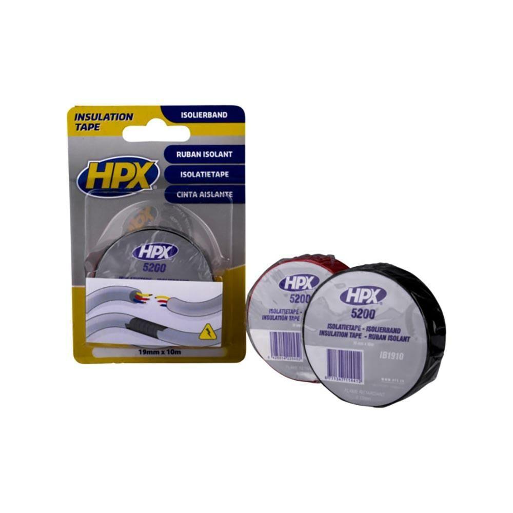 HPX 5200 isolatietape zwart rood twee stuks 19 mm x 10 meter